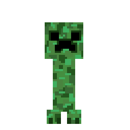 A pixel art drawing of a Minecraft creeper  in various shades of green.